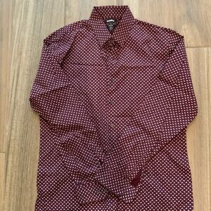 Express Maroon Geometric Dress Shirt slim fit